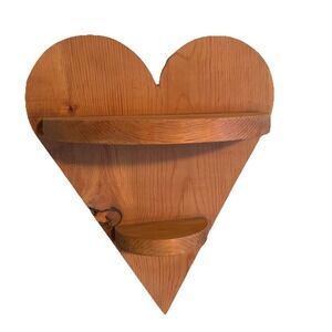Vintage Country Cabin Hand Made‎ Wooden Heart Shaped Wall Shelf Farmhouse Decor